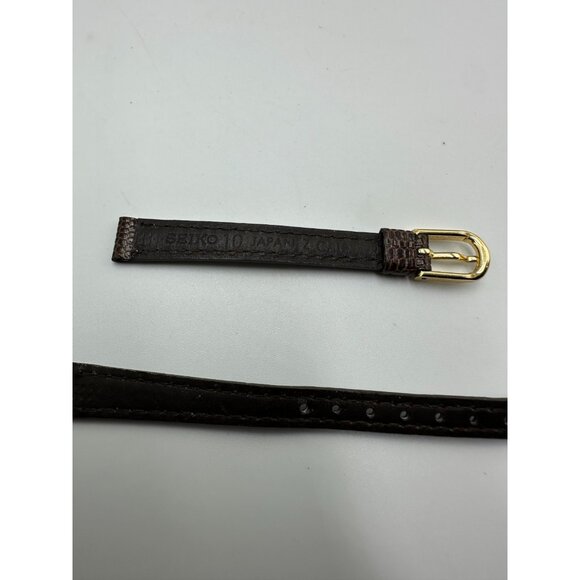 Seiko Watch Replacement Band 10MM Skinny Women Embossed Leather Gold Buckle - Picture 5 of 8